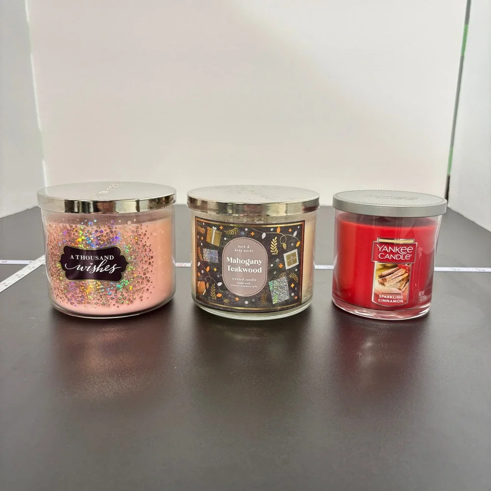 Bath & Body Works Yankee Candle Set 36oz Multi Scented 3-Wick & Tumbler Lot